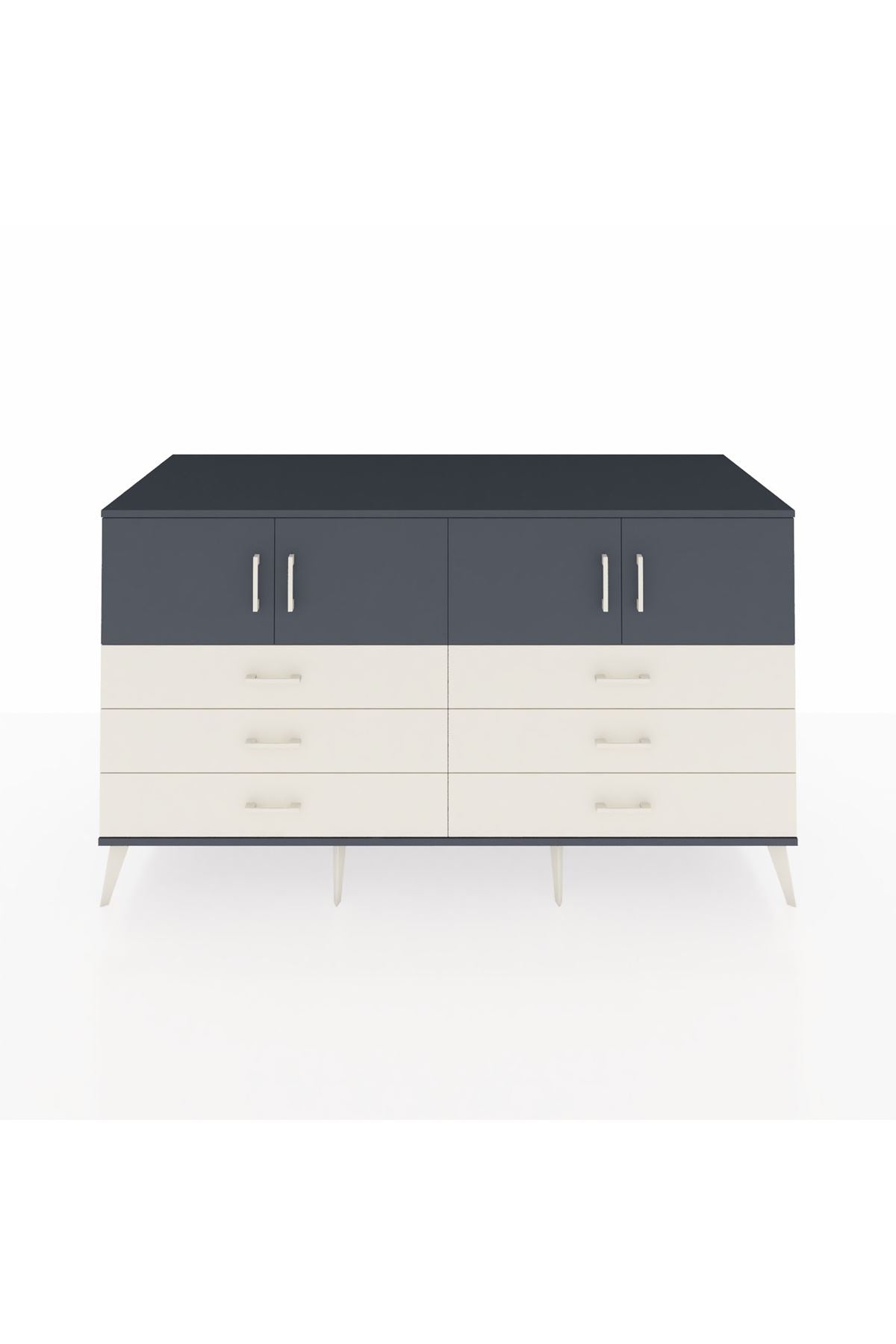 Kronos Konsol 2 Raflı 6 Çekmeceli 4 Kapaklı 176x59x99 Antrasit-Antrasit/Aytaşı