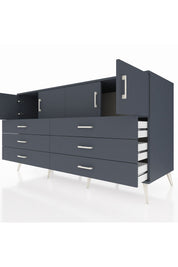 Kronos Konsol 2 Raflı 6 Çekmeceli 4 Kapaklı 176x59x99 Antrasit-Antrasit