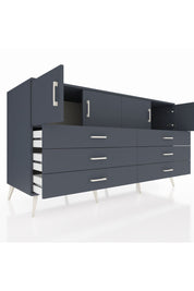 Kronos Konsol 2 Raflı 6 Çekmeceli 4 Kapaklı 176x59x99 Antrasit-Antrasit