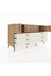 Kronos Konsol 2 Raflı 6 Çekmeceli 4 Kapaklı 176x59x99 Çam-Çam/Aytaşı
