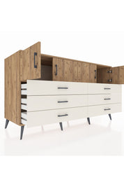 Kronos Konsol 2 Raflı 6 Çekmeceli 4 Kapaklı 176x59x99 Çam-Çam/Aytaşı