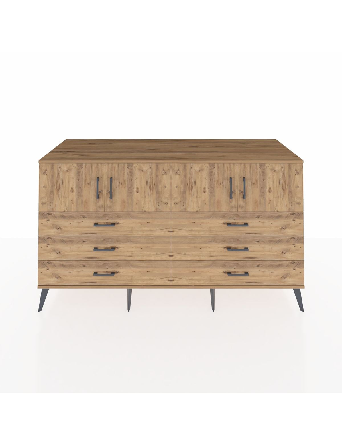 Kronos Konsol 2 Raflı 6 Çekmeceli 4 Kapaklı 176x59x99 Çam-Çam