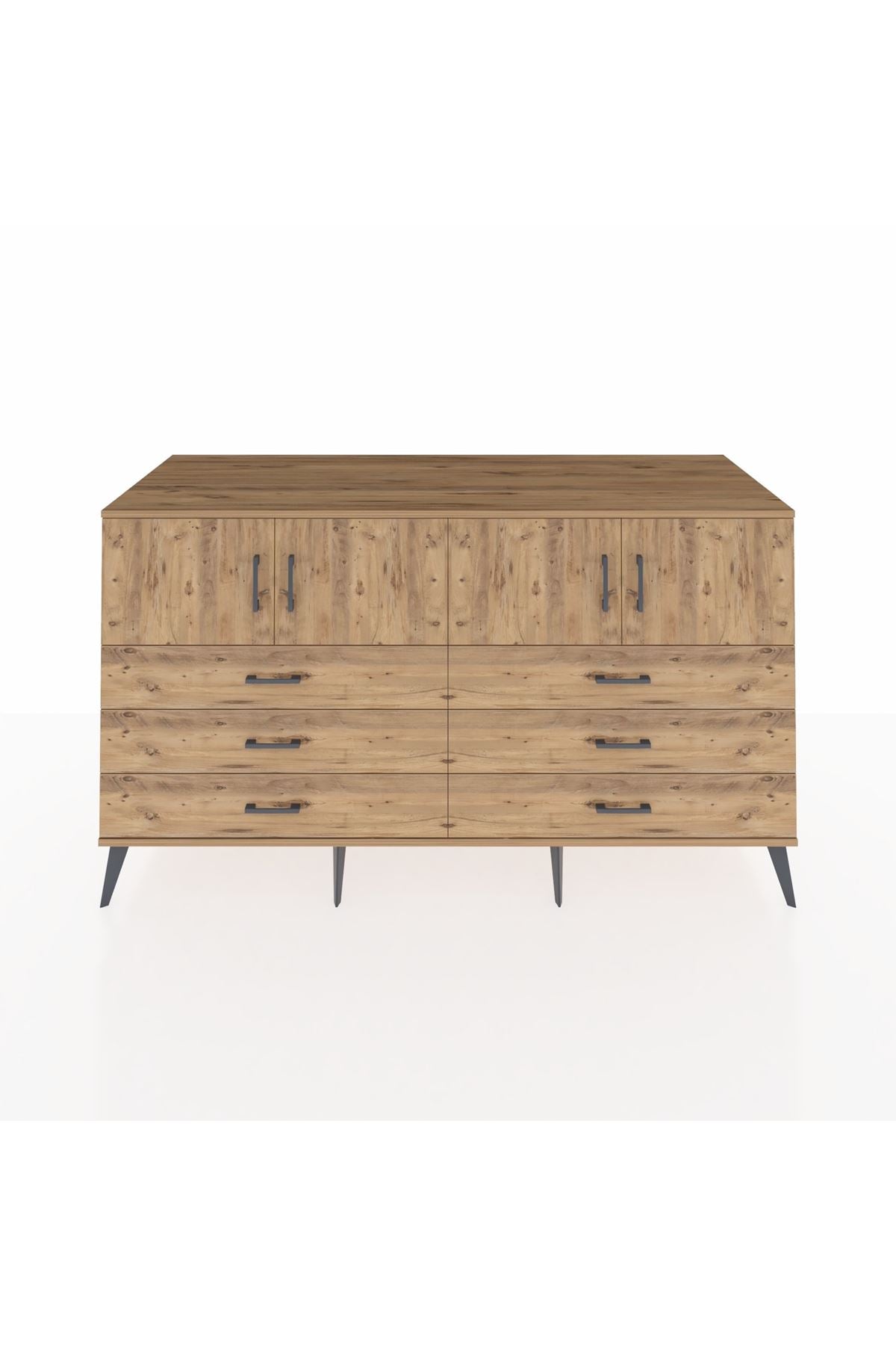 Kronos Konsol 2 Raflı 6 Çekmeceli 4 Kapaklı 176x59x99 Çam-Çam