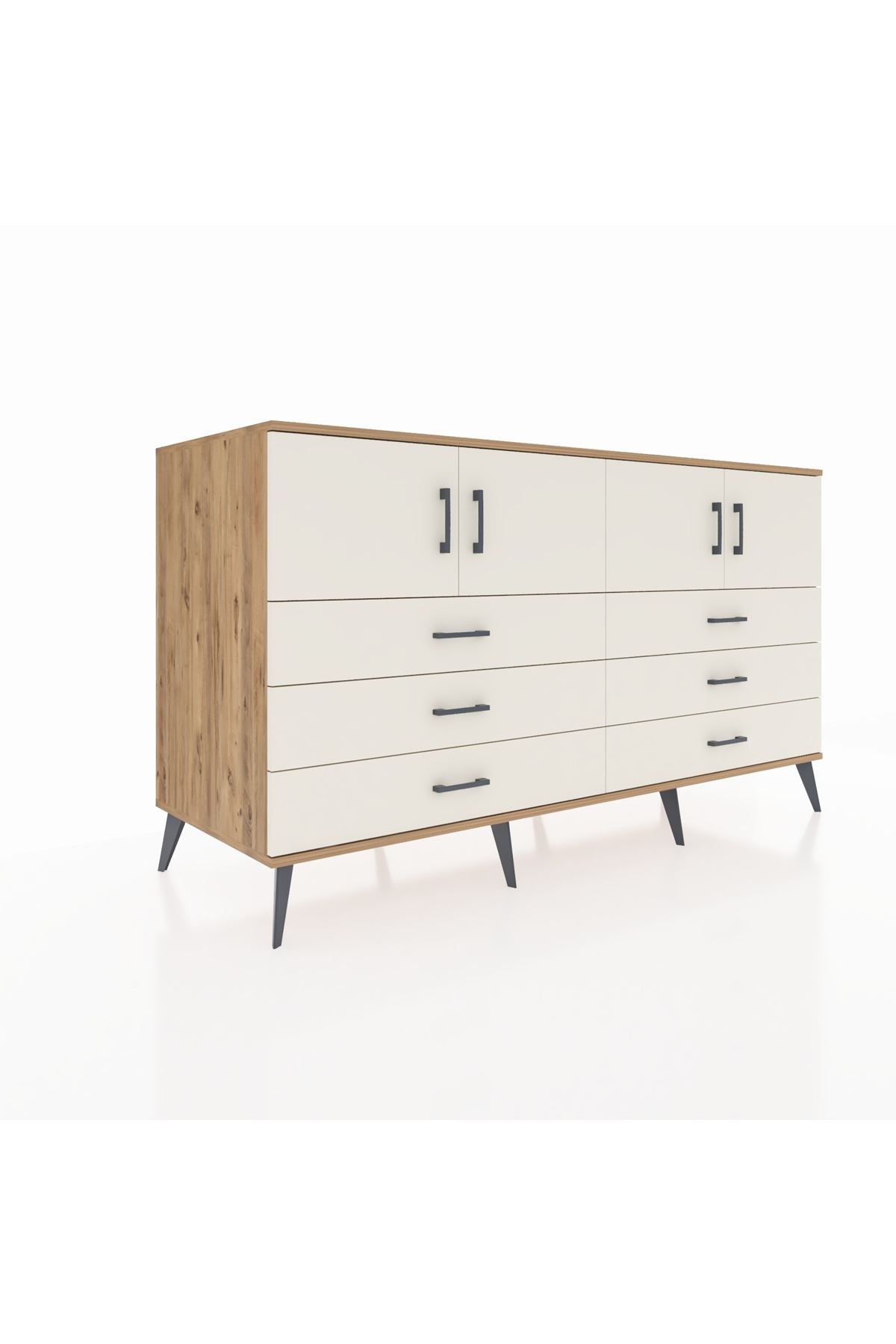 Kronos Konsol 2 Raflı 6 Çekmeceli 4 Kapaklı 176x59x99 Çam-Aytaşı