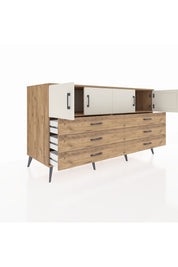 Kronos Konsol 2 Raflı 6 Çekmeceli 4 Kapaklı 176x59x99 Çam-Aytaşı/Çam