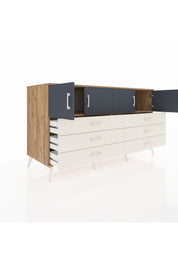 Kronos Konsol 2 Raflı 6 Çekmeceli 4 Kapaklı 176x59x99 Çam-Antrasit/Aytaşı