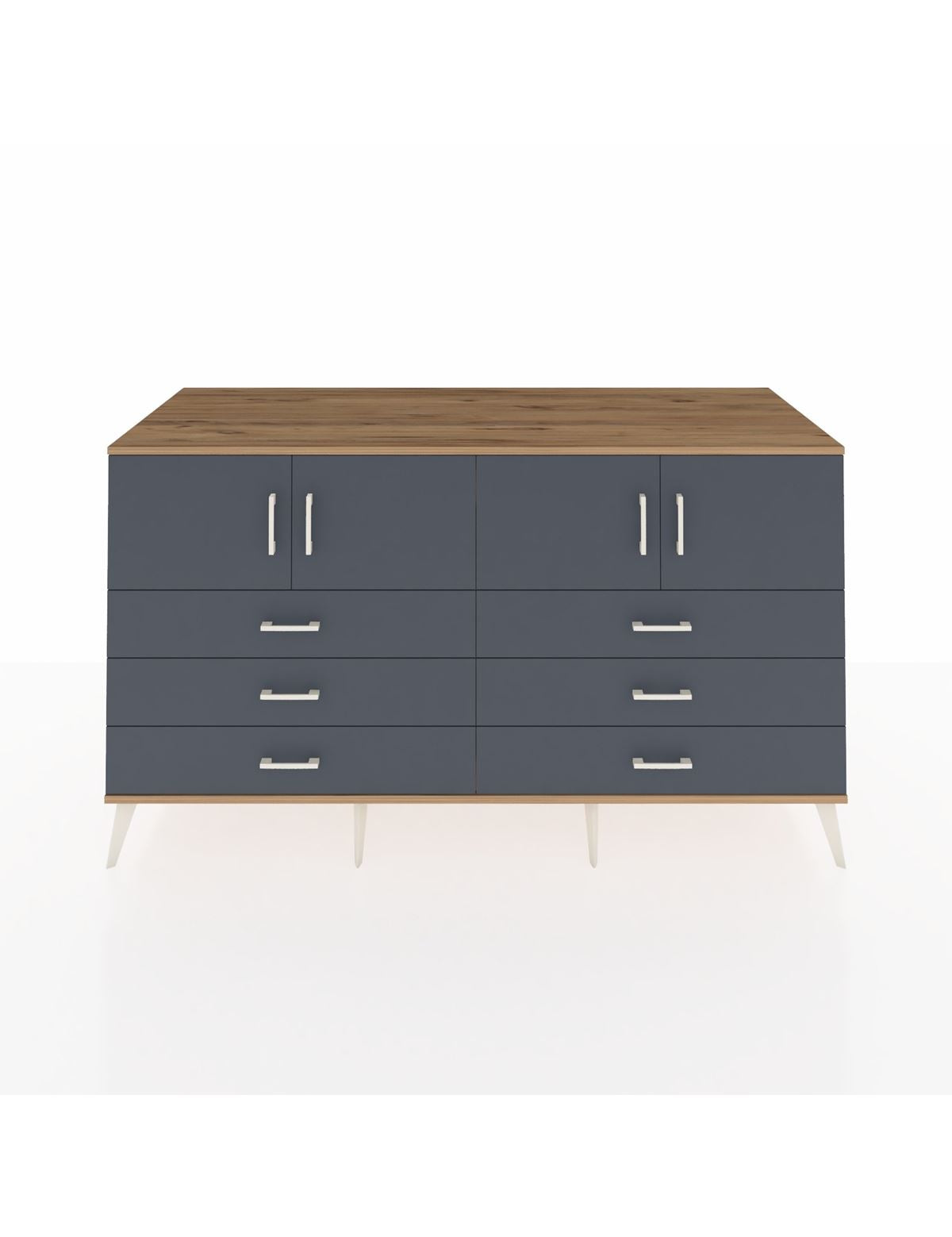 Kronos Konsol 2 Raflı 6 Çekmeceli 4 Kapaklı 176x59x99 Çam-Antrasit