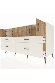 Kronos Konsol 2 Raflı 4 Çekmeceli 4 Kapaklı 176x59x99 Aytaşı-Çam/Aytaşı