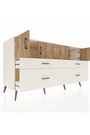 Kronos Konsol 2 Raflı 4 Çekmeceli 4 Kapaklı 176x59x99 Aytaşı-Çam/Aytaşı