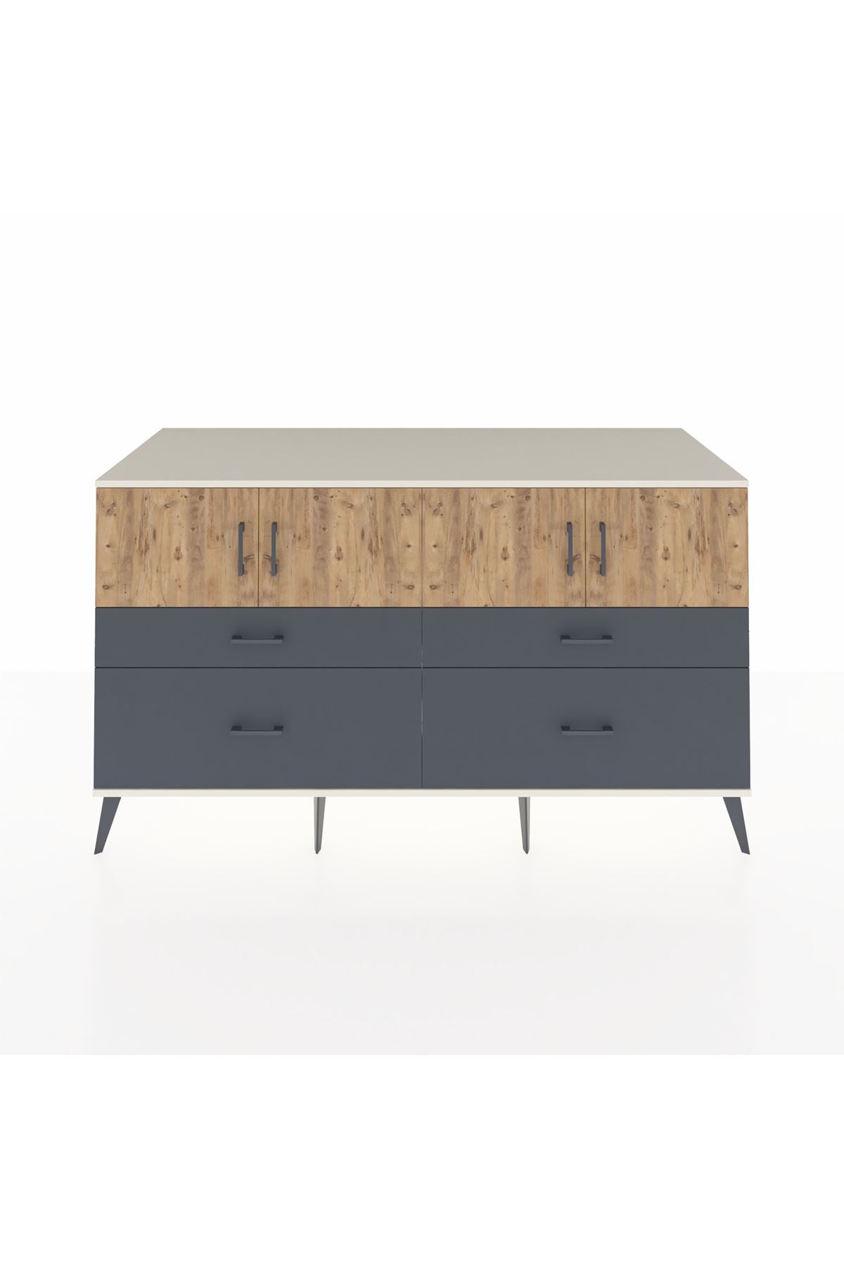 Kronos Konsol 2 Raflı 4 Çekmeceli 4 Kapaklı 176x59x99 Aytaşı-Çam/Antrasit