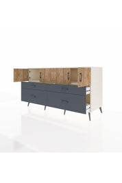 Kronos Konsol 2 Raflı 4 Çekmeceli 4 Kapaklı 176x59x99 Aytaşı-Çam/Antrasit