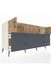 Kronos Konsol 2 Raflı 4 Çekmeceli 4 Kapaklı 176x59x99 Aytaşı-Çam/Antrasit