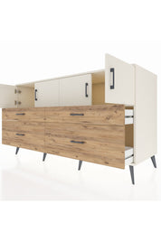 Kronos Konsol 2 Raflı 4 Çekmeceli 4 Kapaklı 176x59x99 Aytaşı-Aytaşı/Çam