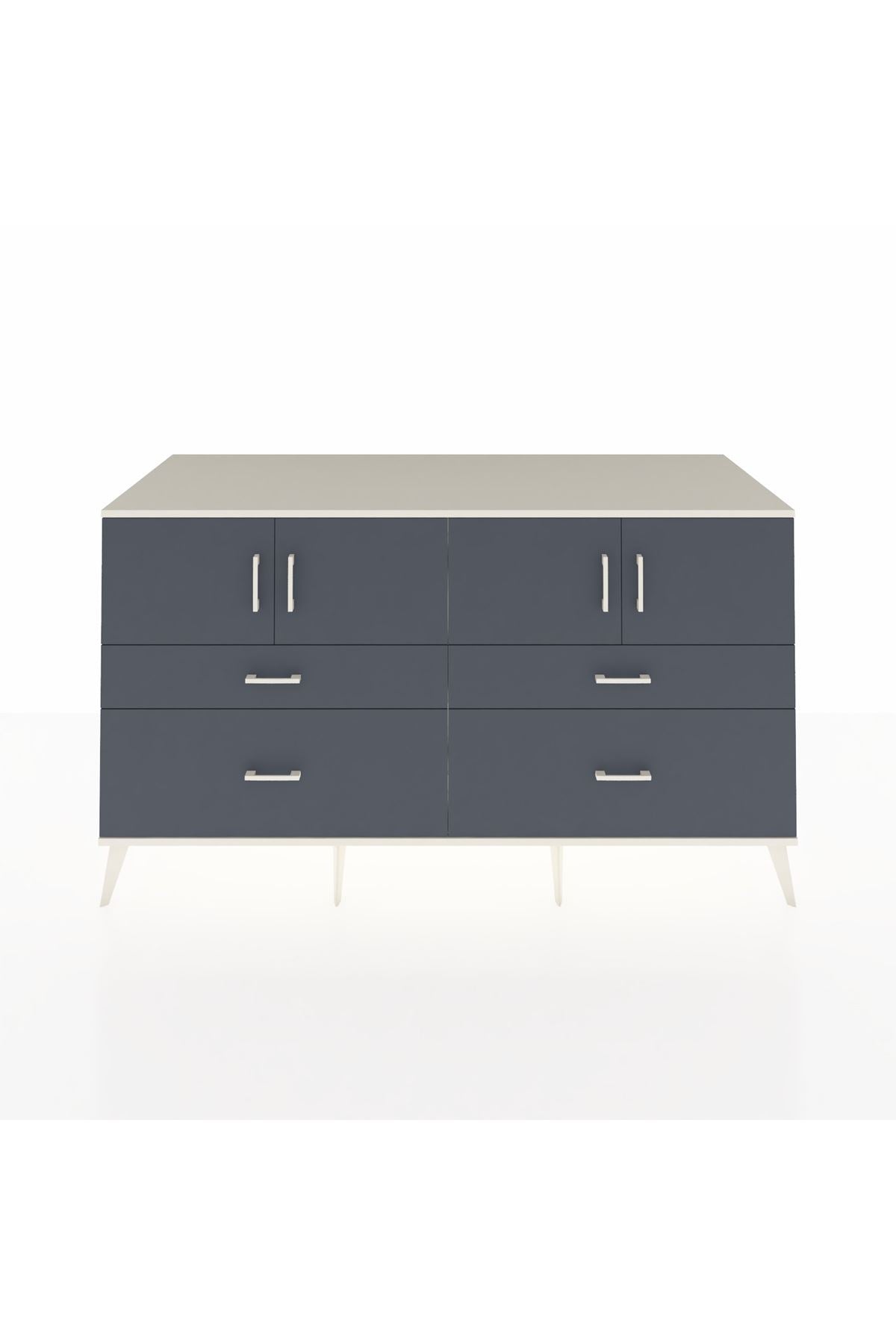 Kronos Konsol 2 Raflı 4 Çekmeceli 4 Kapaklı 176x59x99 Aytaşı-Antrasit