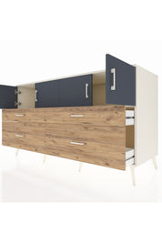 Kronos Konsol 2 Raflı 4 Çekmeceli 4 Kapaklı 176x59x99 Aytaşı-Antrasit/Çam