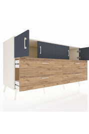 Kronos Konsol 2 Raflı 4 Çekmeceli 4 Kapaklı 176x59x99 Aytaşı-Antrasit/Çam