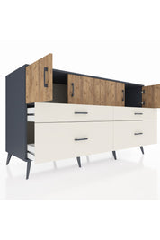 Kronos Konsol 2 Raflı 4 Çekmeceli 4 Kapaklı 176x59x99 Antrasit-Çam/Aytaşı