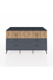 Kronos Konsol 2 Raflı 4 Çekmeceli 4 Kapaklı 176x59x99 Antrasit-Çam/Antrasit