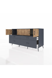 Kronos Konsol 2 Raflı 4 Çekmeceli 4 Kapaklı 176x59x99 Antrasit-Çam/Antrasit