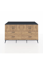 Kronos Konsol 2 Raflı 4 Çekmeceli 4 Kapaklı 176x59x99 Antrasit-Çam