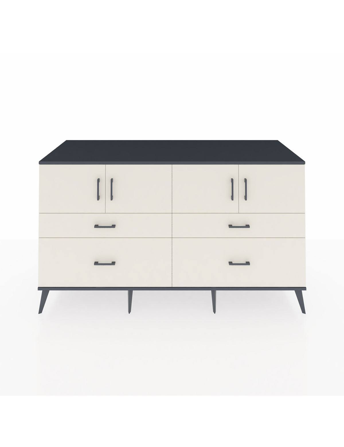 Kronos Konsol 2 Raflı 4 Çekmeceli 4 Kapaklı 176x59x99 Antrasit-Aytaşı