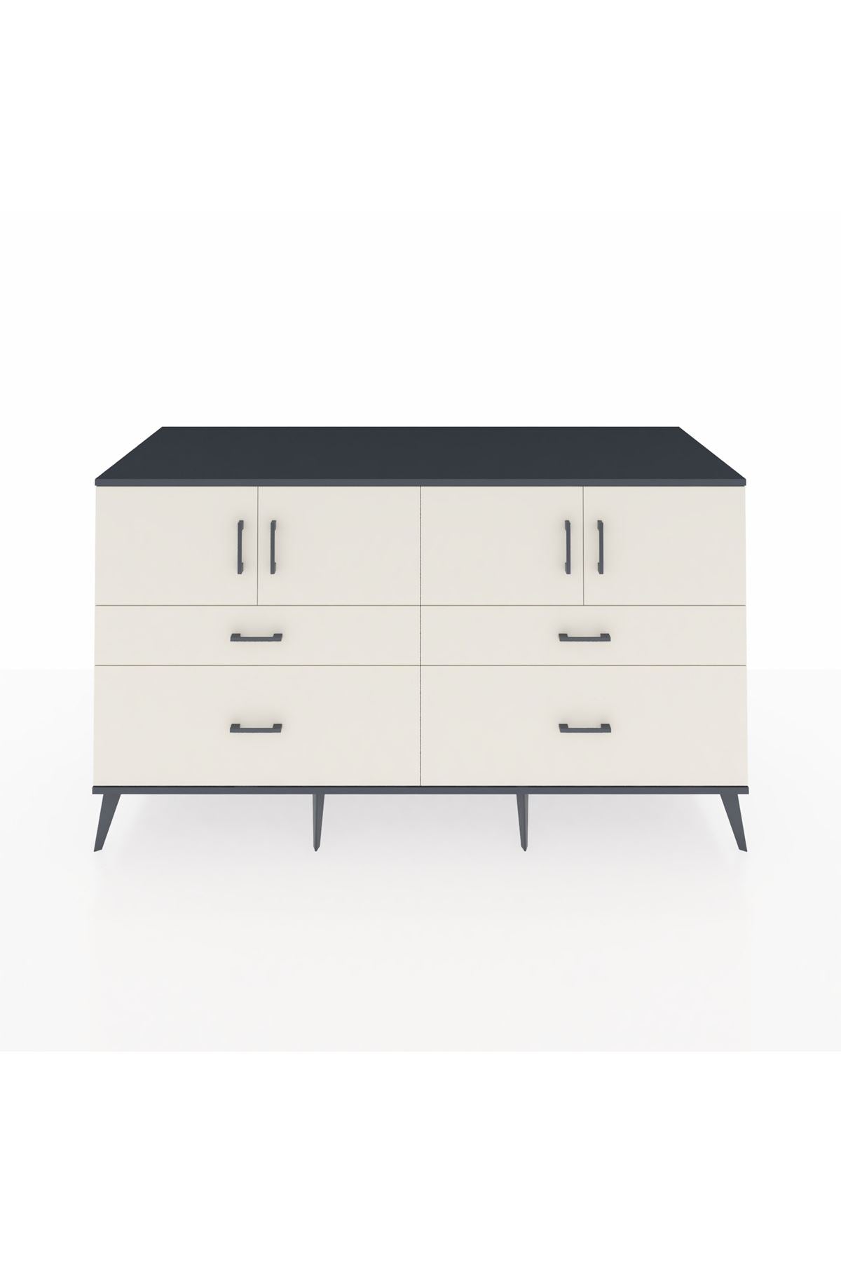 Kronos Konsol 2 Raflı 4 Çekmeceli 4 Kapaklı 176x59x99 Antrasit-Aytaşı