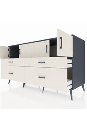 Kronos Konsol 2 Raflı 4 Çekmeceli 4 Kapaklı 176x59x99 Antrasit-Aytaşı