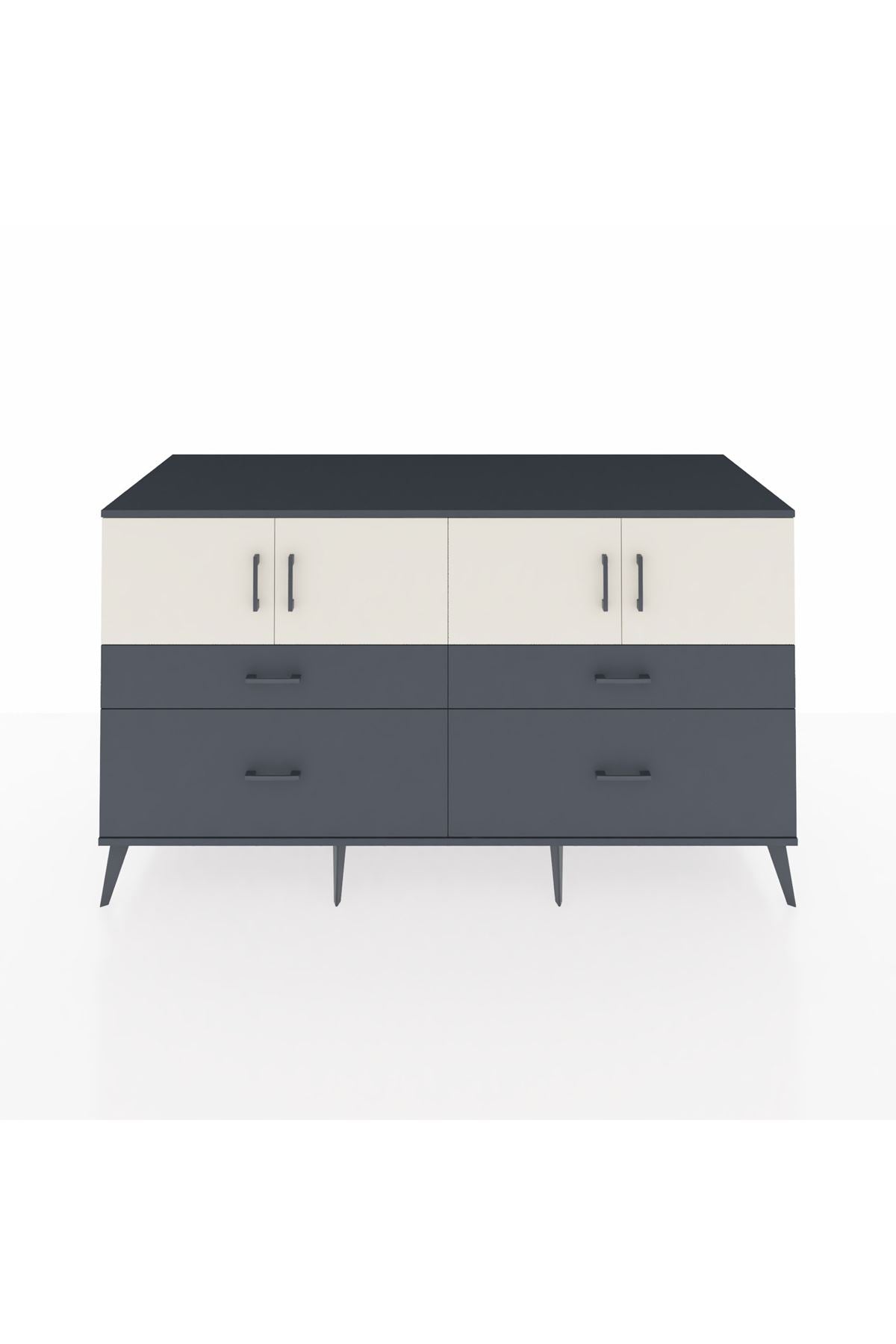 Kronos Konsol 2 Raflı 4 Çekmeceli 4 Kapaklı 176x59x99 Antrasit-Aytaşı/Antrasit