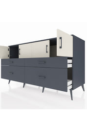 Kronos Konsol 2 Raflı 4 Çekmeceli 4 Kapaklı 176x59x99 Antrasit-Aytaşı/Antrasit