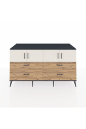 Kronos Konsol 2 Raflı 4 Çekmeceli 4 Kapaklı 176x59x99 Antrasit-Aytaşı/Çam