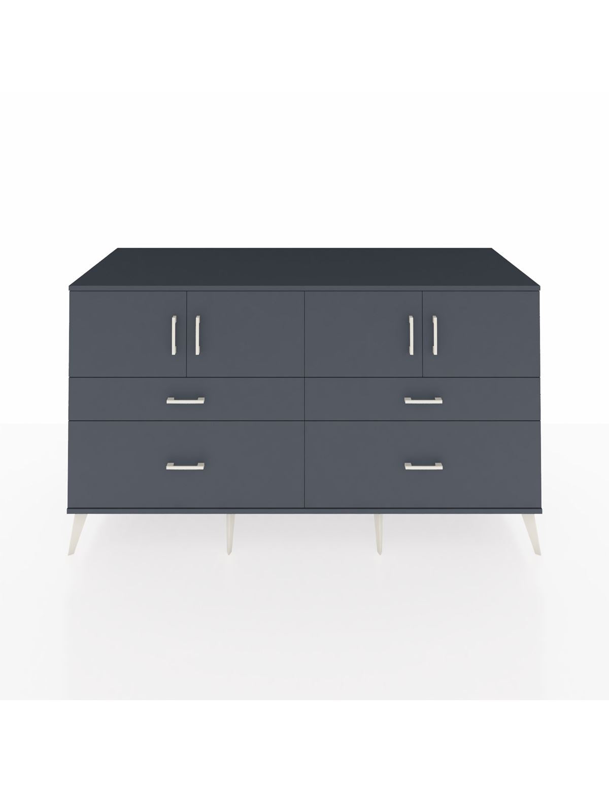 Kronos Konsol 2 Raflı 4 Çekmeceli 4 Kapaklı 176x59x99 Antrasit-Antrasit