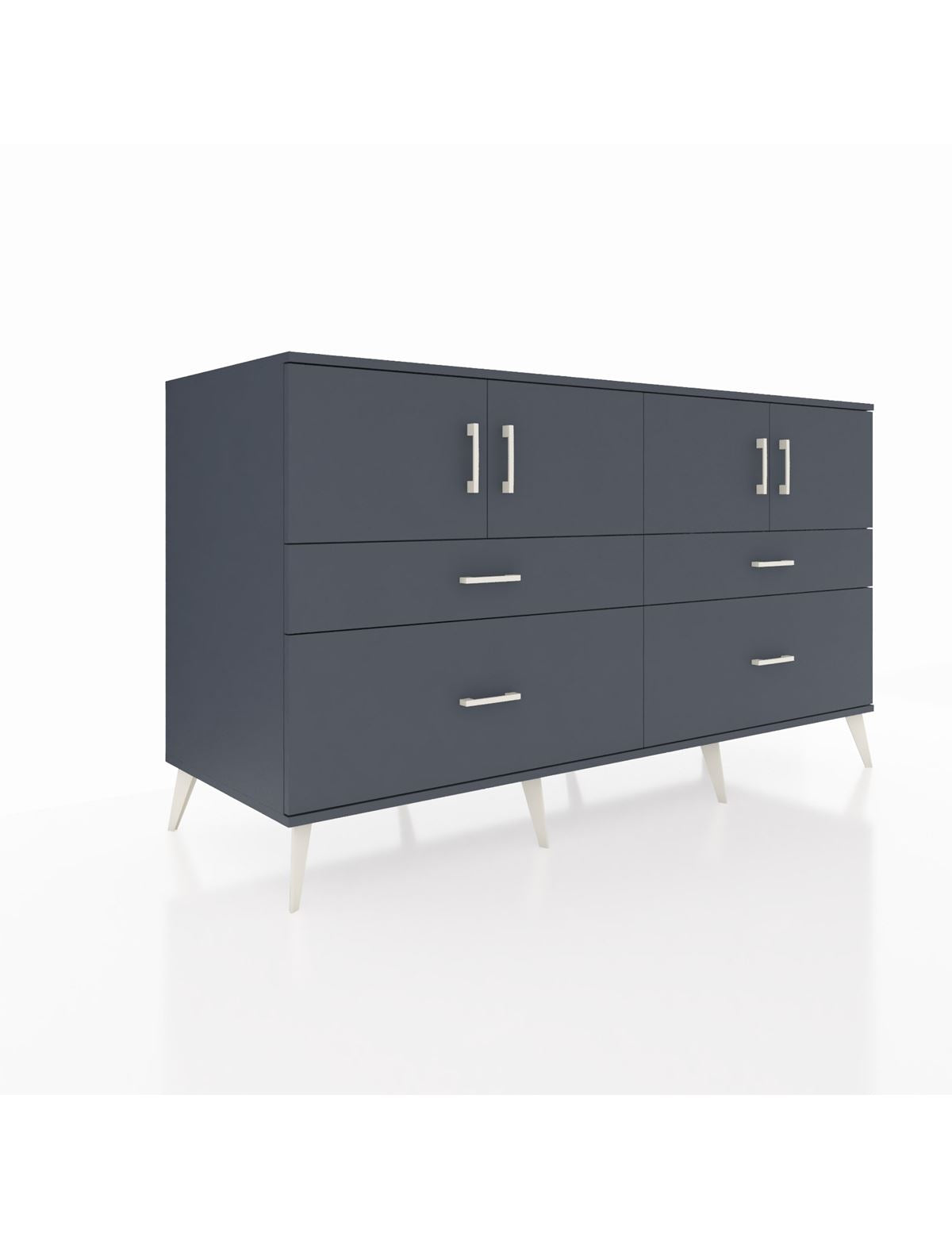 Kronos Konsol 2 Raflı 4 Çekmeceli 4 Kapaklı 176x59x99 Antrasit-Antrasit