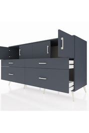 Kronos Konsol 2 Raflı 4 Çekmeceli 4 Kapaklı 176x59x99 Antrasit-Antrasit