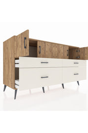 Kronos Konsol 2 Raflı 4 Çekmeceli 4 Kapaklı 176x59x99 Çam-Çam/Aytaşı