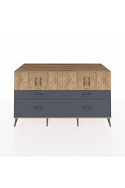 Kronos Konsol 2 Raflı 4 Çekmeceli 4 Kapaklı 176x59x99 Çam-Çam/Antrasit