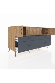 Kronos Konsol 2 Raflı 4 Çekmeceli 4 Kapaklı 176x59x99 Çam-Çam/Antrasit