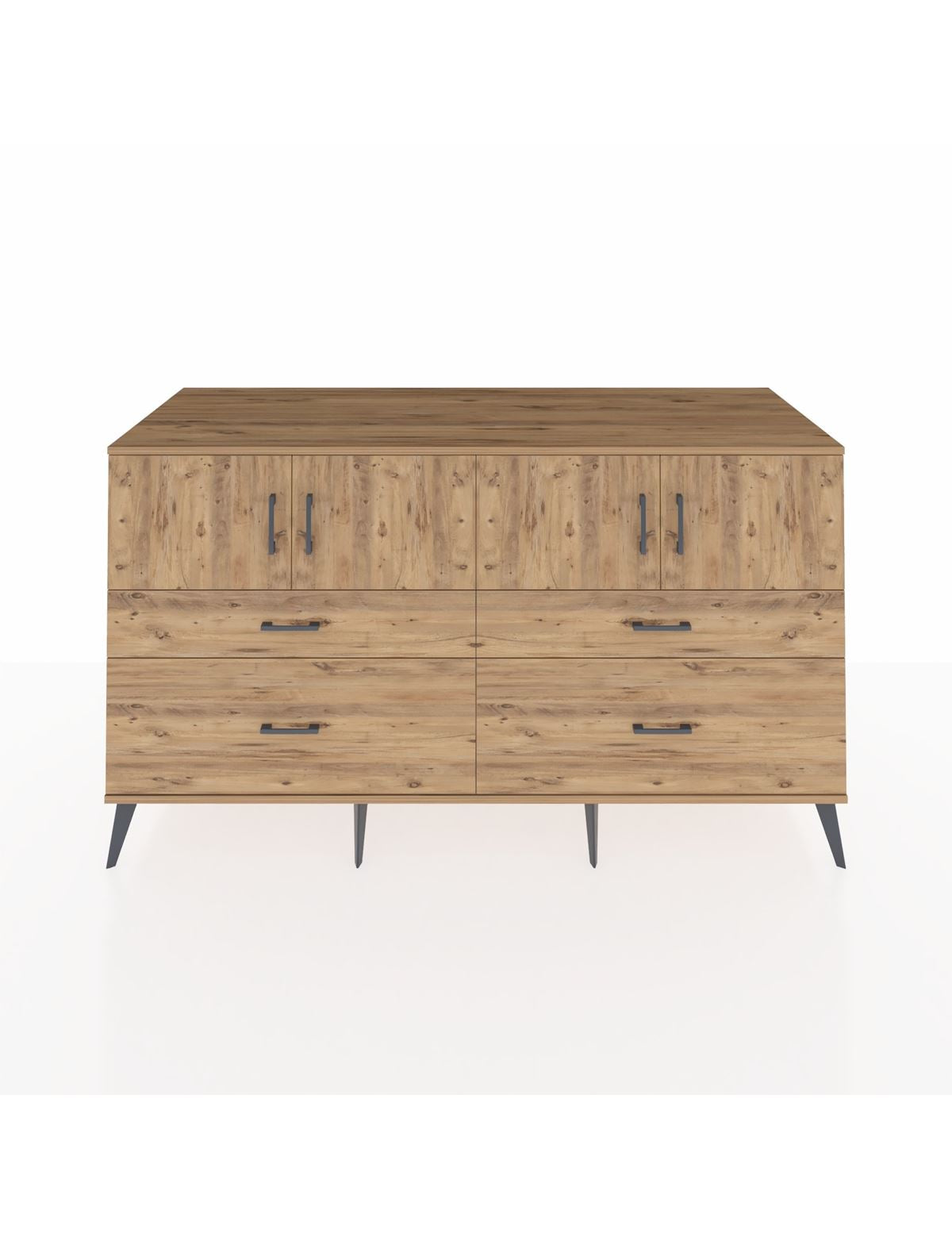 Kronos Konsol 2 Raflı 4 Çekmeceli 4 Kapaklı 176x59x99 Çam-Çam