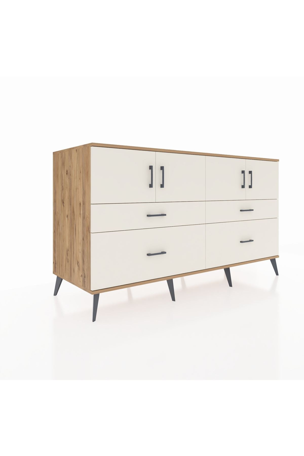 Kronos Konsol 2 Raflı 4 Çekmeceli 4 Kapaklı 176x59x99 Çam-Aytaşı