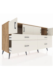 Kronos Konsol 2 Raflı 4 Çekmeceli 4 Kapaklı 176x59x99 Çam-Aytaşı