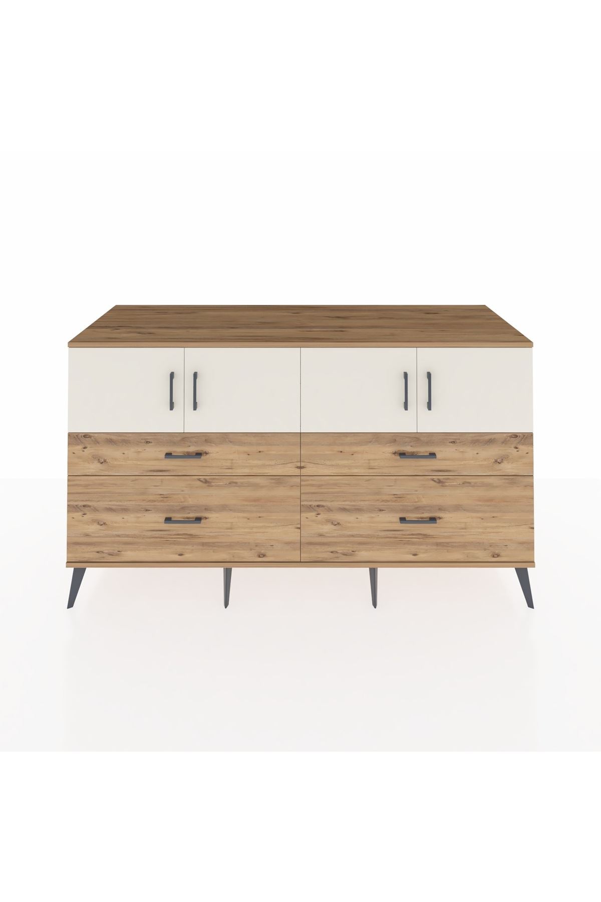 Kronos Konsol 2 Raflı 4 Çekmeceli 4 Kapaklı 176x59x99 Çam-Aytaşı/Çam