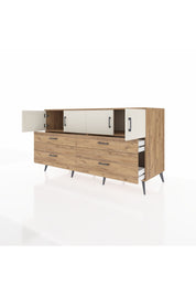 Kronos Konsol 2 Raflı 4 Çekmeceli 4 Kapaklı 176x59x99 Çam-Aytaşı/Çam