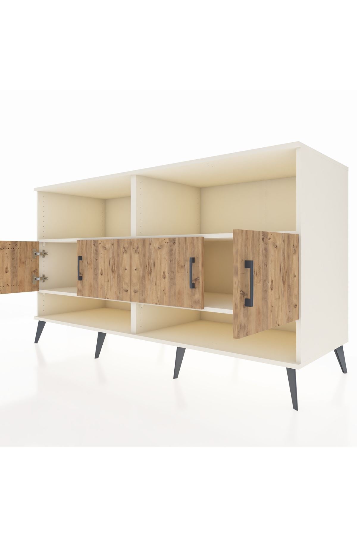 Kronos Konsol 4 Raflı 4 Kapaklı 176x59x99 Aytaşı-Çam/Aytaşı