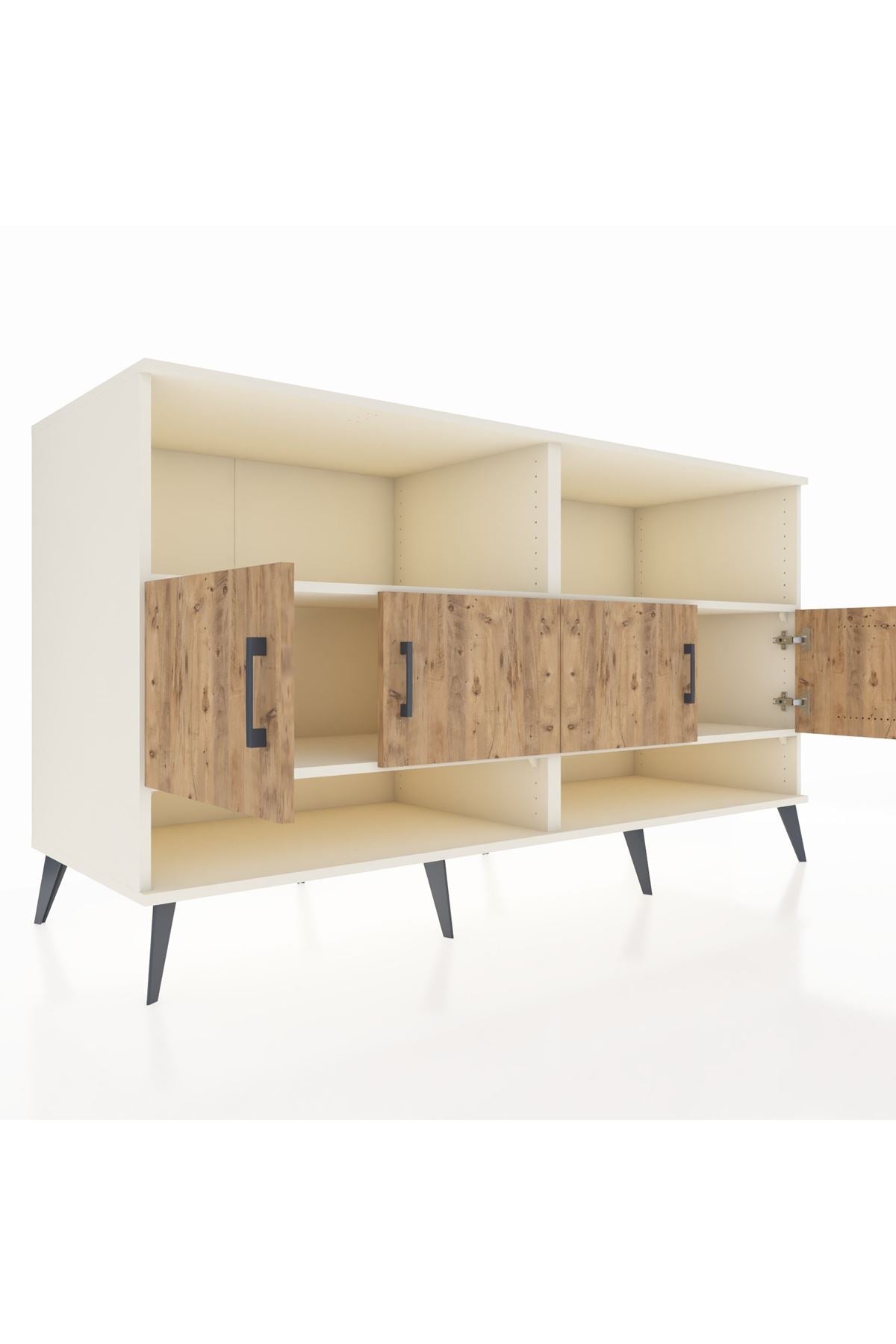 Kronos Konsol 4 Raflı 4 Kapaklı 176x59x99 Aytaşı-Çam/Aytaşı