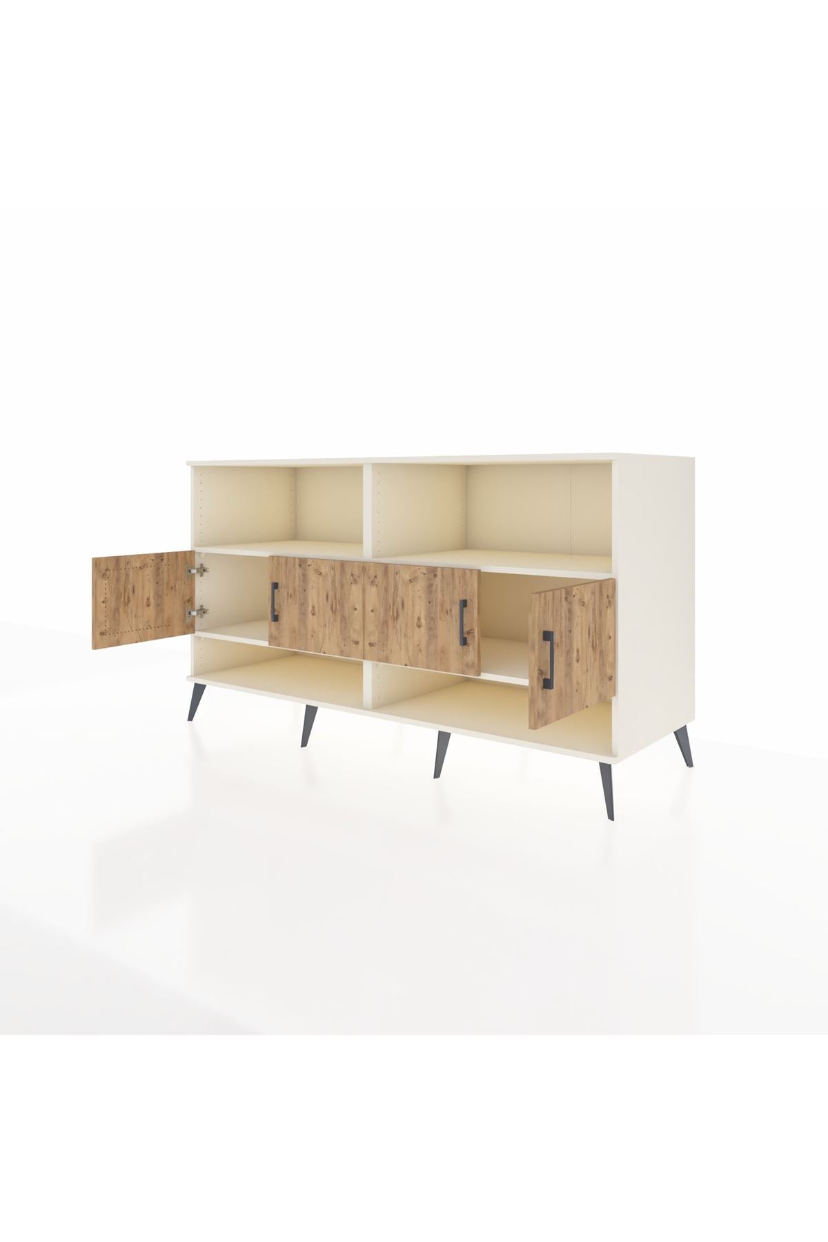 Kronos Konsol 4 Raflı 4 Kapaklı 176x59x99 Aytaşı-Çam/Antrasit