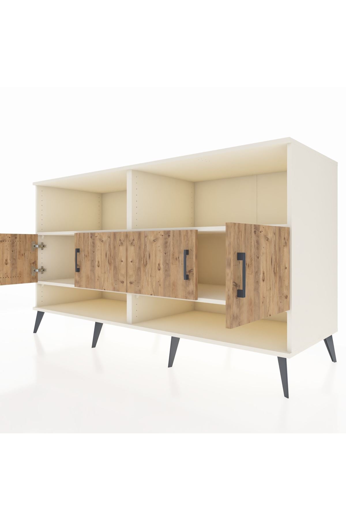 Kronos Konsol 4 Raflı 4 Kapaklı 176x59x99 Aytaşı-Çam/Antrasit