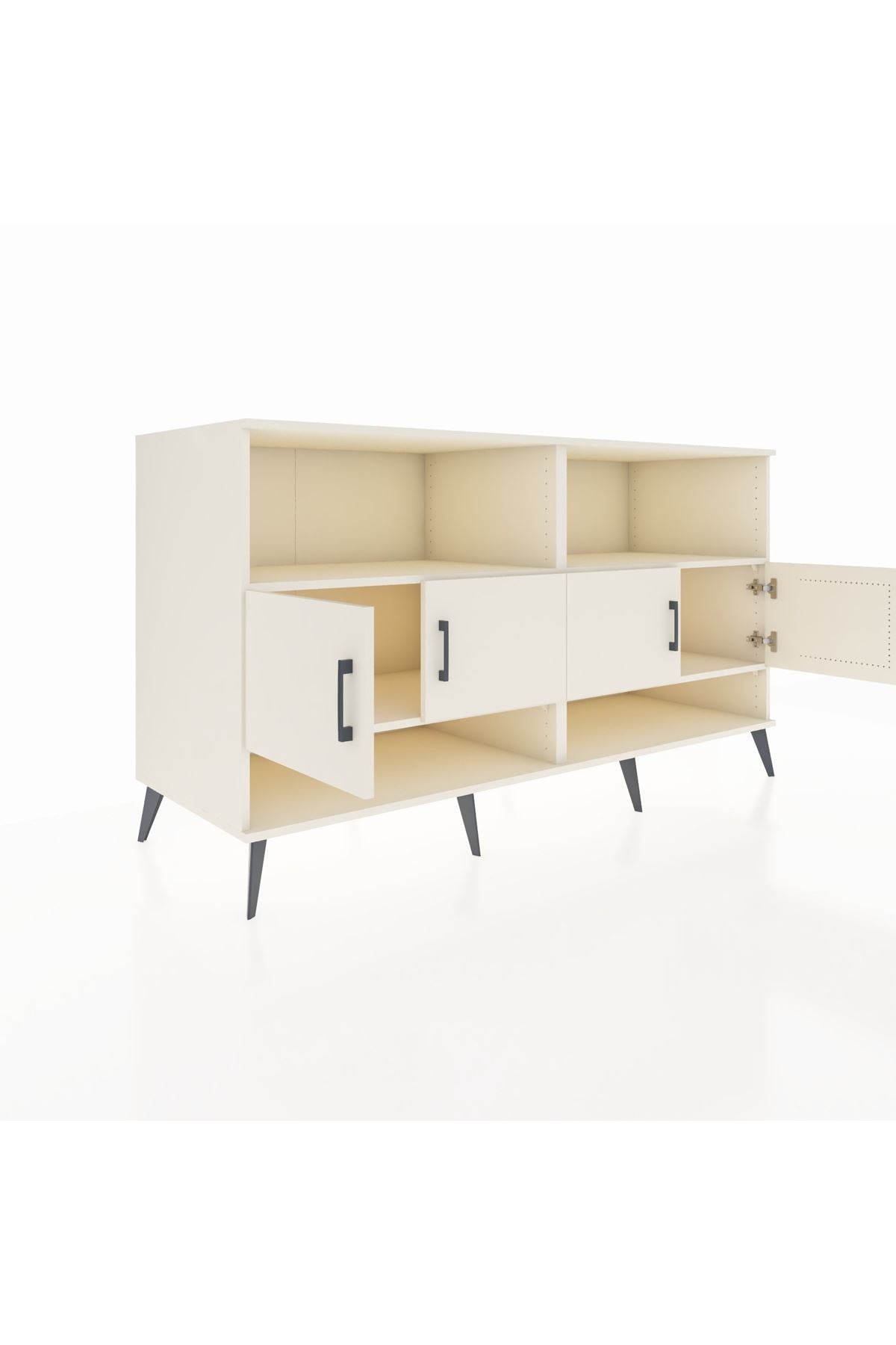 Kronos Konsol 4 Raflı 4 Kapaklı 176x59x99 Aytaşı-Aytaşı/Antrasit