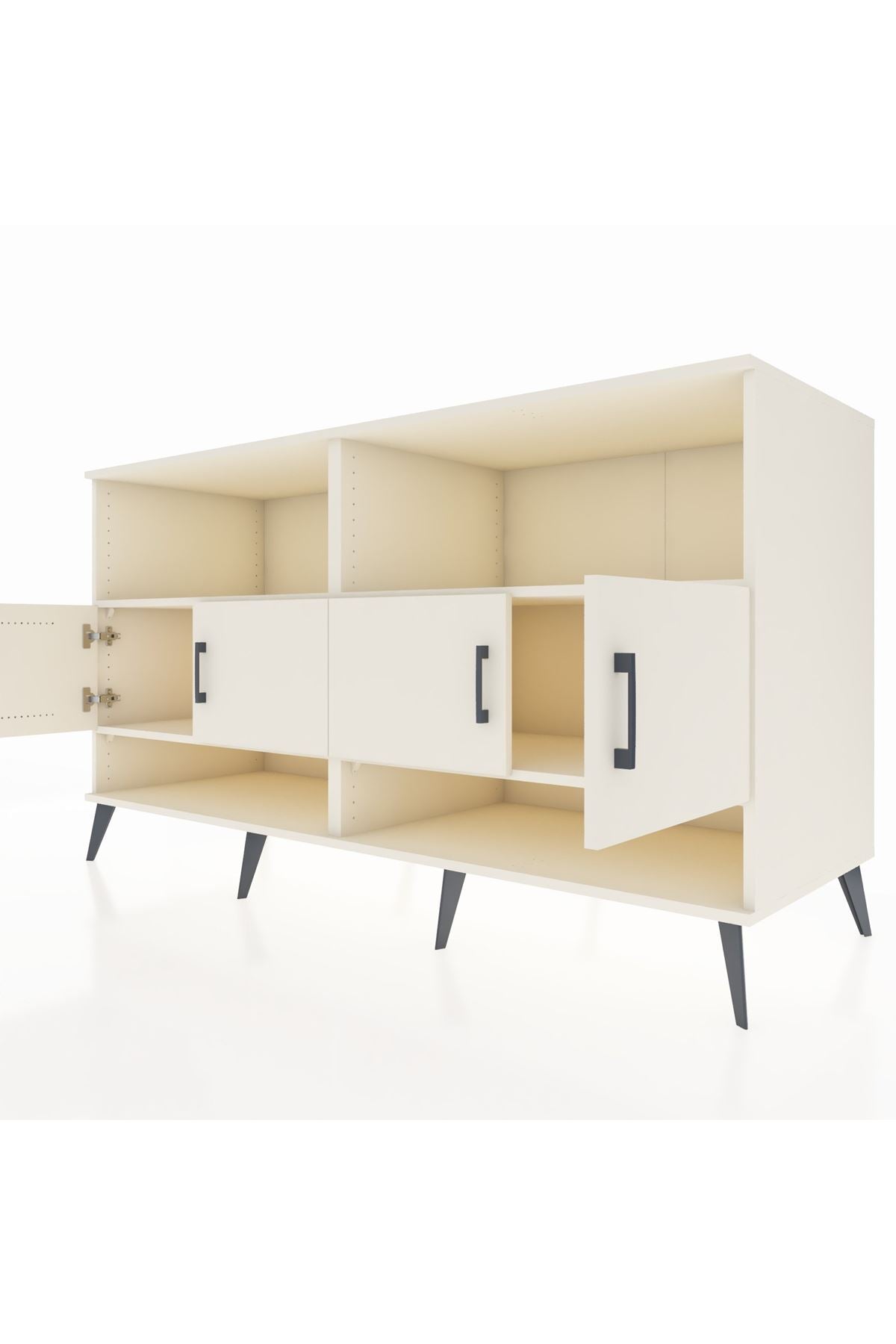 Kronos Konsol 4 Raflı 4 Kapaklı 176x59x99 Aytaşı-Aytaşı/Antrasit