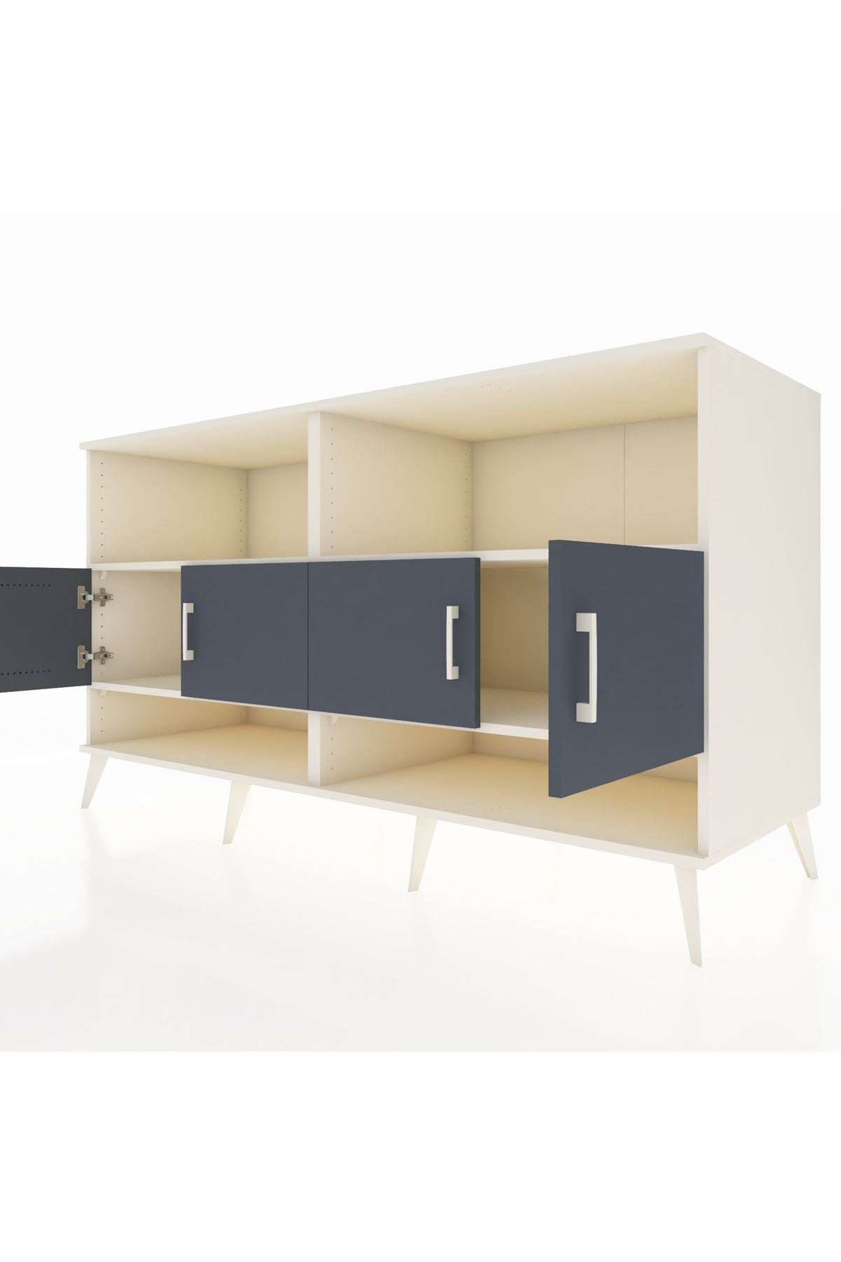 Kronos Konsol 4 Raflı 4 Kapaklı 176x59x99 Aytaşı-Antrasit/Aytaşı