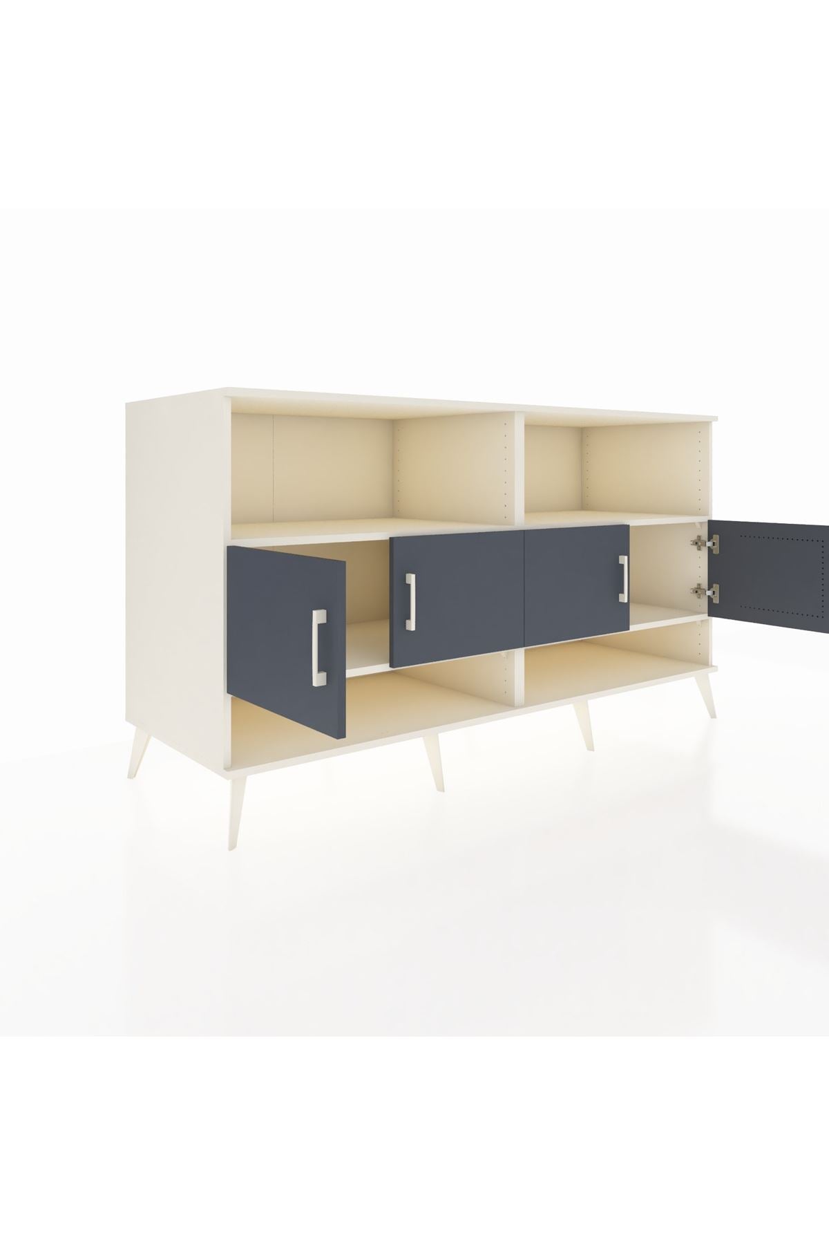 Kronos Konsol 4 Raflı 4 Kapaklı 176x59x99 Aytaşı-Antrasit/Aytaşı