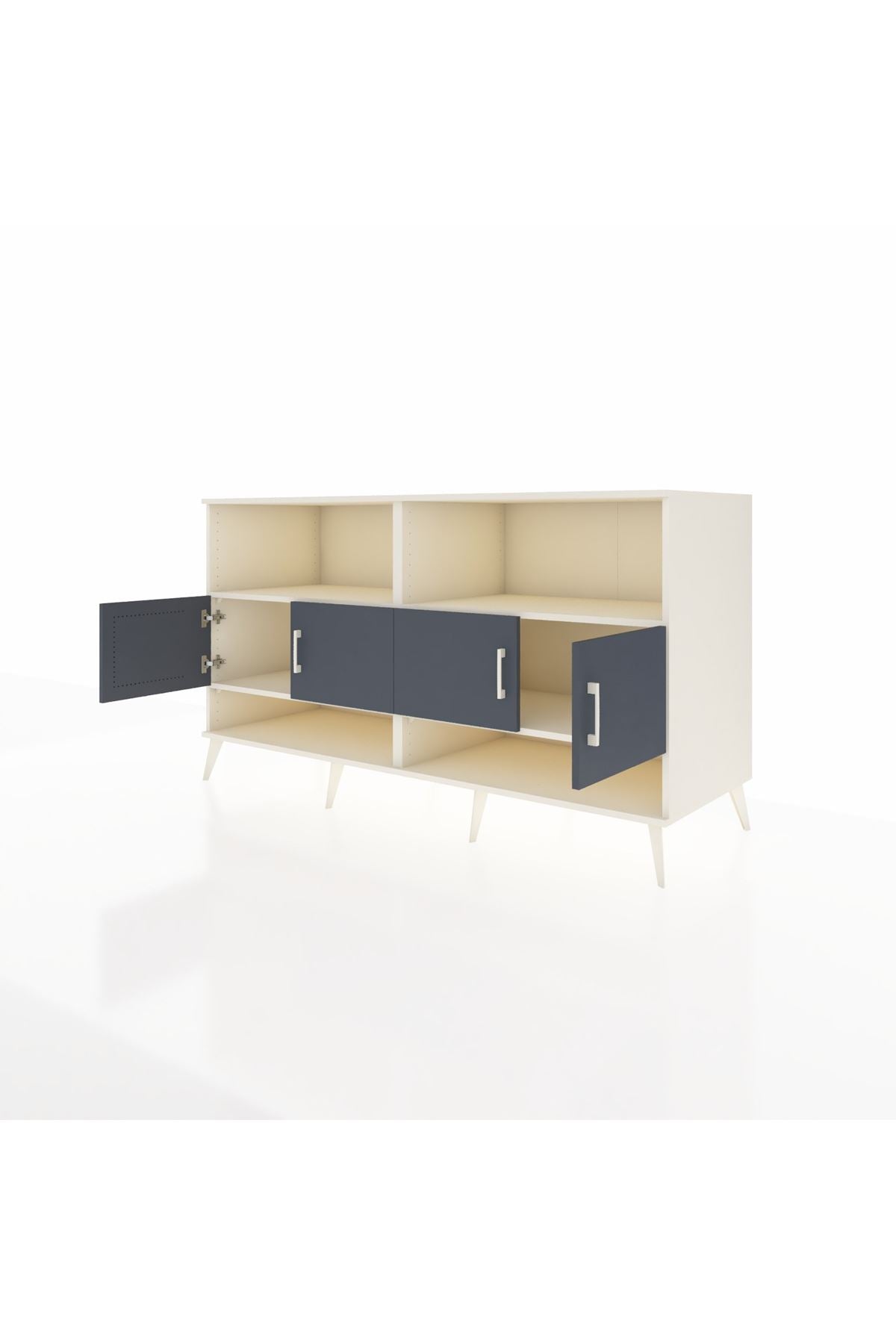 Kronos Konsol 4 Raflı 4 Kapaklı 176x59x99 Aytaşı-Antrasit/Çam